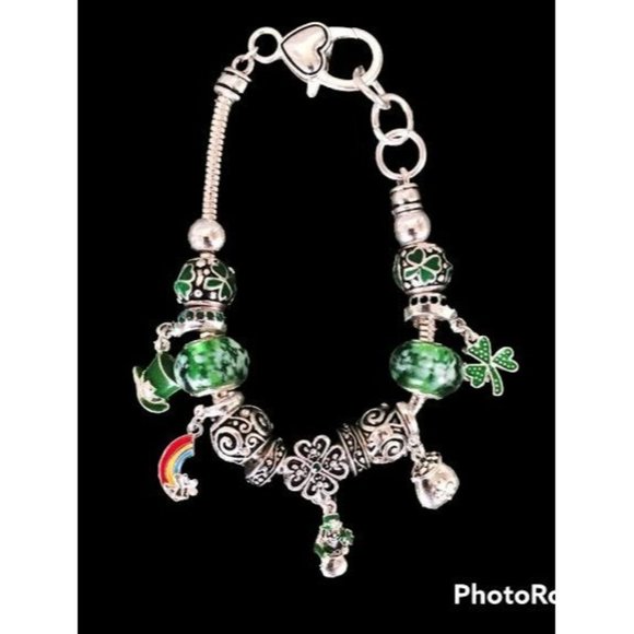 Shamrock Charm Bracelet Beaded Rainbow Pot of Gold Leprechaun St Patrick… - Picture 5 of 12